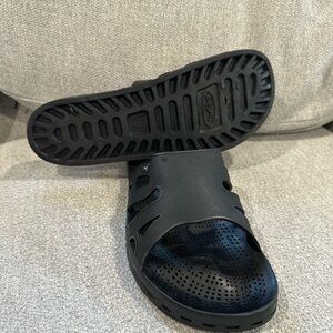 Men's Black Perforated Slide Sandals